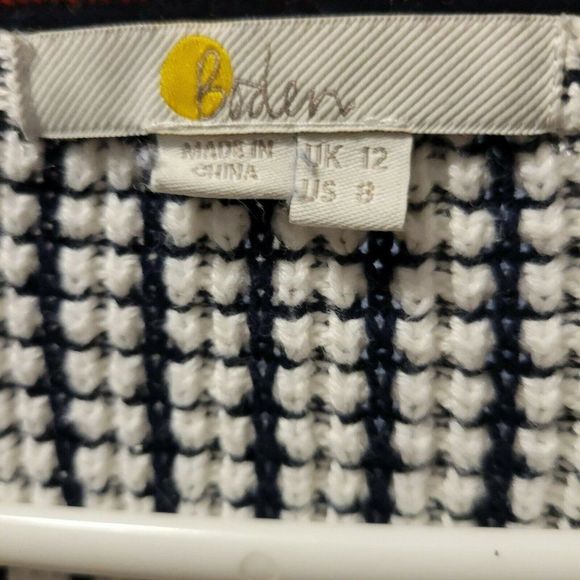 Boden Womens Navy/White Cotton Cranbrook Cardigan Welt Pockets Open Front SZ 8 - Picture 9 of 10